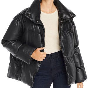 Bagatelle BLACK Faux Leather Puffer
